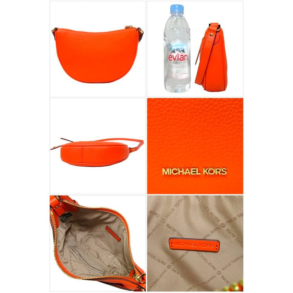 S Michael Kors Dover Half Moon Crossbody Orange Leather Bag 35R3G4DC5L Purse NWT - Picture 13 of 14